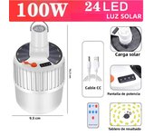Lámpara Solar LED Recargable De 100W Farol De Emergencia Portátil Para Exteriores Y Camping Bombilla De Luz De Emergencia Con Batería Para El Hogar