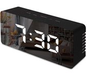 Reloj Despertador Digital LED with Alarma y Repetición - Espejo de Maquillaje - Negro