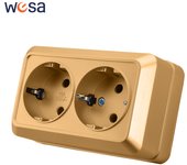 WESA Golden Wall Surface Button Light Switch EU Spray Paint Plastic Outdoor 1 Gang 1 Way Wall Exterior Rocker On / Off Switch