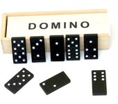 Tradicional juego de Dominó - 28 piezas más Caja de Madera y tapa corredera Infantil y Adultos color Negro