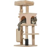 PawHut Árbol Rascador para Gatos Árbol para Gatos Torre para Gatos con Plataformas Poste con Cepillo Bolas Colgantes y Almohadilla para Rascar