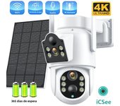 4MP WiFi Solar Camera Dual Lens Dual Screen Outdoor Night Vision IP Cam Solar Panel 7800mAh Battery Security Camera ICSee App