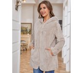 Fitaylor Autumn Winter Womens Fuzzy Fleece Sherpa Jacket Zip Up Hooded Cardigans with Pockets