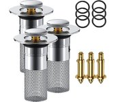 Compositiont.Com Tapón para fregadero, 3 en 1, colador de drenaje de acero inoxidable para fregadero de cocina, filtro emergente para fregadero de baño, filtro universal para baño lavable (3)