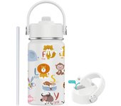 PORCHEDDU Botella Termo de Agua para Niños de Acero Inoxidable 350ml (20 Diseños) mantiene El Frio y el color- Térmica Reutilizable | Sin BPA | Keeps 24H Frio / 12H Caliente | Termo y Hermética - Doble Pantalla a Prueba de Fugas (TK350 1099 F6 D7)