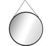 HOMCOM Espejo de pared Espejo de maquillaje Ø 50 cm Espejo redondo Espejo de salón con suspensión decorativa para dormitorio, comedor, pasillo Vidrio metálico negro