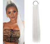 10 Shares Synthetic Long Straight Ponytail With Elastic Band Wrap Around Black PonyTail Extension For Women Hair Accessories