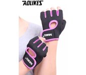 AOLIKES 1 Pair Breathable Workout Gloves Weight Lifting Fingerless Gym Fitness Exercise Gloves for Powerlifting Training Cycling