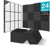 Paquete de 24 paneles de espuma insonorizados, 2 x 12 x 12 pulgadas, acolchados de pared acústicos autoadhesivos para hogar, oficina, estudios (5cm-24Pack-Wedge)