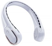 Ventilador de cuello, mini ventilador de cuello sin aspas con flujo de aire de 360°, blanco