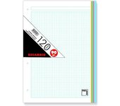 Recambio Pacsa 120 hojas 90 gramos con 4 taladros - rayado 5x5 - franja de 5 colores