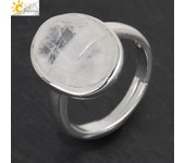 Small Egg Shape Natural Stone Ring Silver Color Adjustable White Crystal Quartz Amethytst Finger Rings Men Women Jewelry H512