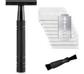 Double Edge Safety Razor for Women, with 10 pcs Safety Razor Blades Single Blade Razor Reusable Travel Essentials Women Razor