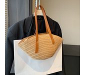 Women Braided Basket Top-handle Bag Large Capacity Straw Portable Shoulder Bag Summer Beach Purses Shopper Satchel Female