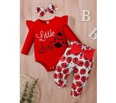 3-28M Baby Girl Fashion Clothes Infant Long Sleeve Cartoon Ladybird Bodysuit +Pant Set+Headband 3PCS