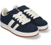 Davinia Shoes Zapatillas Deportivas Planas Estilo Casual para Mujer, Cierre de Cordones y Detalle de Franjas Laterales. Shoes&Blues.es YY-10F-Marino