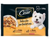 Cesar Pouch Selección Carnes en Gelatina Comida Húmeda para Perros - (13 Packs de 4u x 100gr)