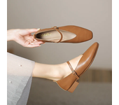 Woman Spring Casual Square Toe Low Soft Soled Lolita Flats Ballerina Red Female Elegant French Retro Buckle Mary Janes