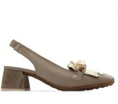 Hispanitas HV253945 Zapato de piel con tacón medio,destalonado,tira al tobillo,clásico,salón,punta cuadrada,piedras, para señora