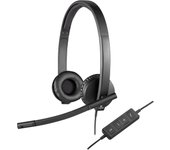 Logitech H570e Auriculares con Cable, Auriculares Estéreo con Micrófono con Supresión de Ruido, USB, Controles Integrados con Botón de Silencio, Indicador Led, PC/Mac/Portátil, Negro