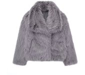 Chaqueta recordada con Cremallera de Piel sintética para Mujer Abrigo de Invierno de manga Larga