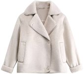 Nueva chaqueta cálida todo en uno de piel suelta de otoño e invierno para mujer, abrigo, ropa de algodón