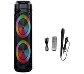ALTAVOZ DE 10W x2. 3000mAh. CON MICRÓFONO INCLUIDO. SOPORTA TARJETA Y USB. RECARGABLE. VOLTAJE 5V.