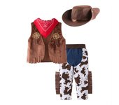 Western Cowboy Costume Play Costume Baby Suit 4-Piece Hat + Bandana + Vest + Jeans Trend Party DIY Halloween Costume 5 Sizes