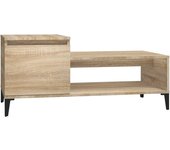vidaXL Mesa de centro madera contrachapada 100x50x45 cm Blanco brillante, Blanco, Negro Mesita de Salón o Comedor o Auxiliar Mesa de Café Meuble Salón