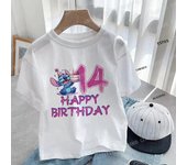 Stitch T-shirt 2025 Children Birthday Number 123456789 10 11 12 13 14 Kids Tee Top Summer Casual Clothes Boutique Boy Girl Gifts