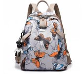 Mochila antiladrones con estampado de mariposas y plumas, tela Oxford para mujer, mochila informal de viaje impermeable, mochila de gran capacidad para mujer para adolescentes