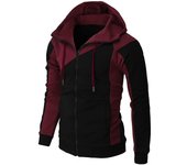 Chaqueta con cremallera de color en contraste de otoño e invierno, sudadera con capucha para hombre, moda informal para hombre, ropa deportiva de manga larga para hombre