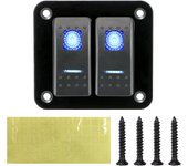 Circuit Breaker 12-24V 2 Gang Rocker Switch Panel LED Waterproof Switch Panel for Car Marine Camper Caravans Travel Trailer