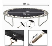 AREBOS Lona de Salto Ø 264 cm para Trampolin Ø 305 cm, 64 Resortes, 140 mm Longitud