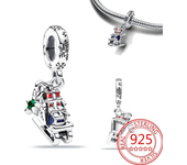 Cute 925 Sterling Silver Cookie House Hat Heart Festive Nutcracker Dangle Charm Fit Original Bracelet DIY Christmas Tree Gift