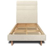 Cama de 90x200 cm con cabecero de línea - Tejido Lienzo mate