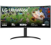 Lg ultrawide monitor 34” curvo led uwqhd 160hz hdr freesync premium - ajutable en altura e inclinable - respuesta 1ms - angulo de vision 178º - 21:9 - hdmi, displayport - montaje vesa