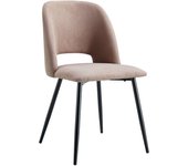 Pack de 2 sillas de Comedor Mos Estilo Moderno en Color Beige Sillas Tapizadas de Tejido Beige y Patas Metálicas 58 cm