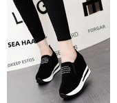 High Platform Shoes 2024 Spring Breathable Suede Sneakers Hidden Increasing Sport Shoes Women Wedge Casual Chunky Shoes