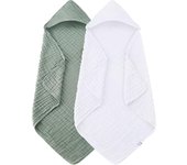 Paquete de 2 Toallas de Bebe con capucha-100 % Algodón de muselina para recien nacidos, Bebés, Niños Pequeños-Tamaños Grande de 32x32 pulgadas-Highly Absorbent y esencial para el curado del recien acid, pasta de frijoles