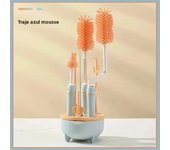 4Pcs Silicone Bottle Brush for Babies 3 Color Long Handle Cleaning Brush Set 360 Degree Rotating Cleaning Bottle Brush Set