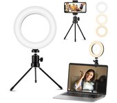 Aro de Luz LED para Selfie 6.3, 3 Modos 10 Brillos, Soporte para Teléfono, Compatible con iPhone/Android