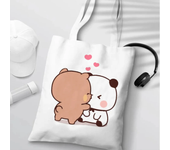 Bubu Dudu Anime Tote Bag Foldable Shopping Bag Tote Bag Aesthetic Fashion Canvas Reusable Shopping Bag Female