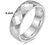 Fashion Tungsten Steel 4MM/6MM Ring for Women Cut Polygonal Diamond Couple Rings Wedding Party Jewelry and Accessories Wholesale