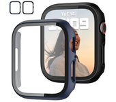 2PCS Tempered Glass+cover For Apple Watch Case 44mm 40mm 42mm 41mm 45mm PC bumper Screen Protector iWatch series 9 8 7 6 5 3 se