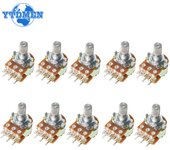 10PCS WH148 Linear Potentiometer 15mm Shaft with Nuts and Washers 6pin Potentiometers B1K B2K B5K B10K B20K B50K B100K B500K B1M