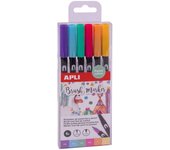 Apli 18574 Rotuladores lettering doble punta fina 6u pastel