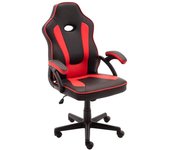 Silla gaming ergonómica de cuero sintético, negro y rojo, silla de oficina giratoria con ruedas, altura e inclinación ajustables, escritorio, gamer, videojuegos