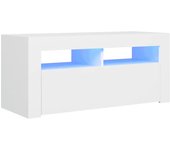 Mueble de TV con luces LED blanco 90x35x40 cm