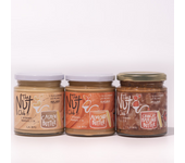 Pack de 3 cremas de frutos secos. Crema avellana crujiente, almendra y anacardo (665g) | The Nut Club | Cremas 100% fruto seco. Sin azúcares añadidos, veganas y naturales.